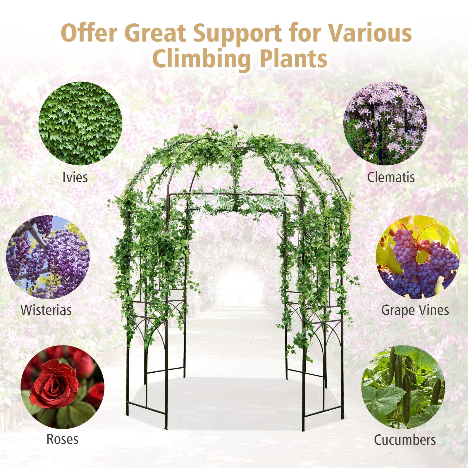 8.4 x 7 Feet Birdcage Garden Arbor, Copper Outdoor Decor at Gallery Canada