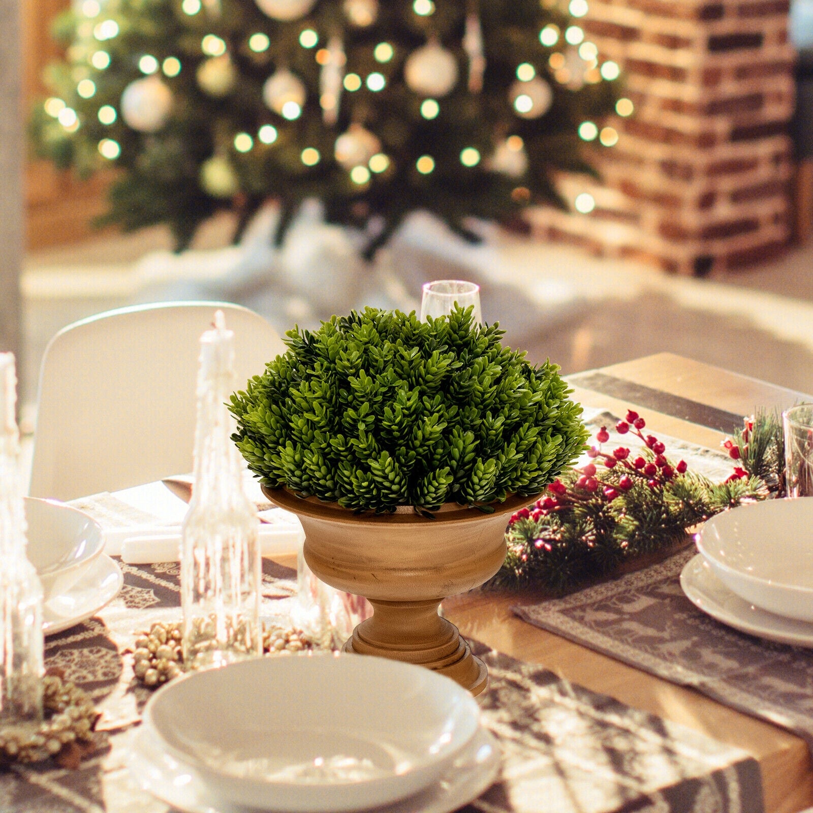 4 Pack Artificial Boxwood Topiary Trees, Green Faux Plants at Gallery Canada