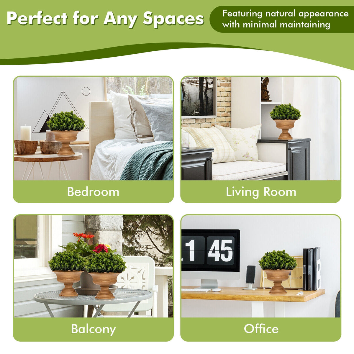 4 Pack Artificial Boxwood Topiary Trees, Green Faux Plants at Gallery Canada