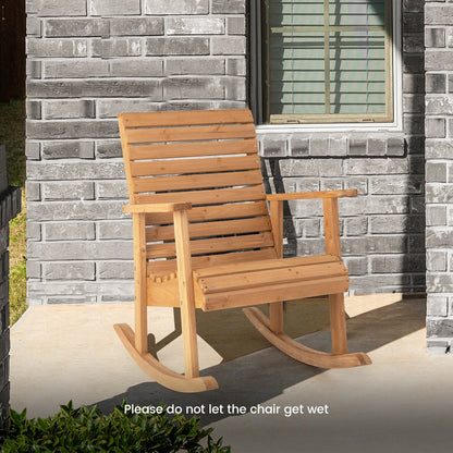 Outdoor Fir Wood Rocking Chair, High Backrest, Natural Patio Rocking Chairs & Gliders at Gallery Canada