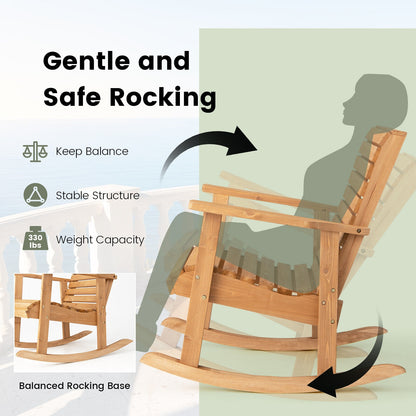 Outdoor Fir Wood Rocking Chair, High Backrest, Natural Patio Rocking Chairs & Gliders at Gallery Canada
