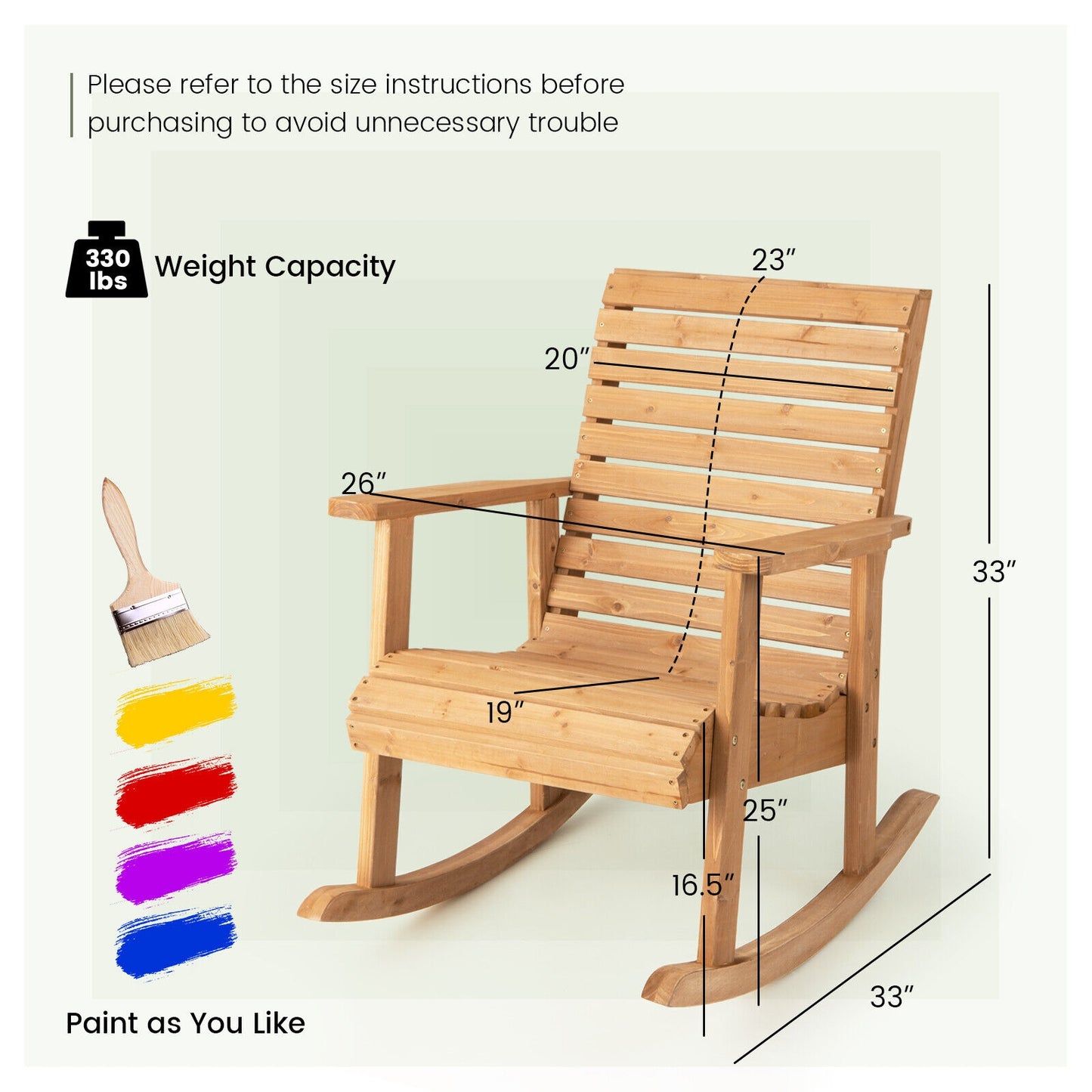 Outdoor Fir Wood Rocking Chair, High Backrest, Natural Patio Rocking Chairs & Gliders at Gallery Canada