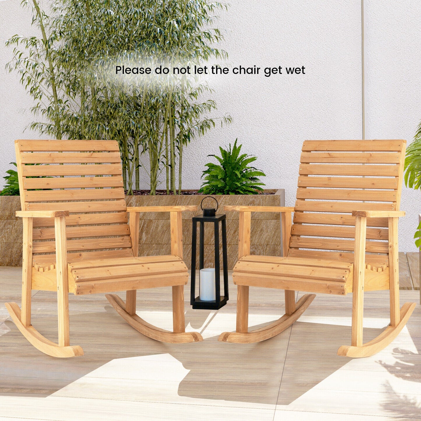 Outdoor Fir Wood Rocking Chair, High Backrest, Natural Patio Rocking Chairs & Gliders at Gallery Canada
