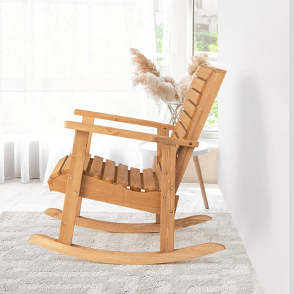 Outdoor Fir Wood Rocking Chair, High Backrest, Natural Patio Rocking Chairs & Gliders at Gallery Canada