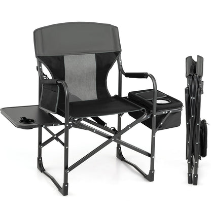 Folding Camping Director Chair With Cooler Bag, Side Table, Black Camping Furniture Black at Gallery Canada