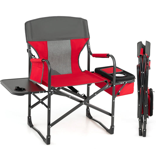 Folding Camping Director Chair With Cooler Bag, Side Table, Red Camping Furniture Red at Gallery Canada