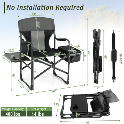 Folding Camping Director Chair With Cooler Bag, Side Table, Black Camping Furniture at Gallery Canada