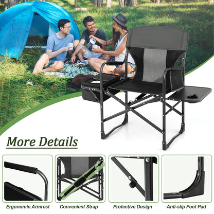 Folding Camping Director Chair With Cooler Bag, Side Table, Black Camping Furniture at Gallery Canada