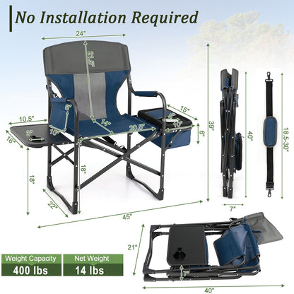Folding Camping Chair With Cooler Bag, Side Table, Blue Camping Furniture at Gallery Canada