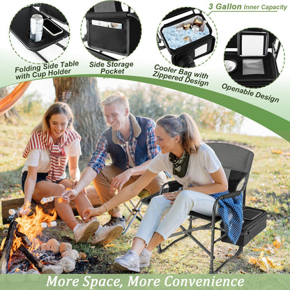 Folding Camping Director Chair With Cooler Bag, Side Table, Black Camping Furniture at Gallery Canada