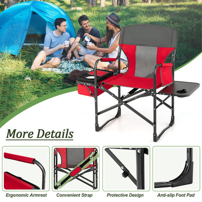 Folding Camping Director Chair With Cooler Bag, Side Table, Red Camping Furniture at Gallery Canada