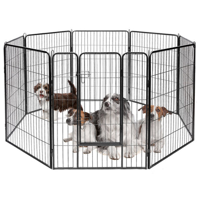 8 Metal Panel Heavy Duty Pet Playpen, 48 Inches, Black Pet Gate Black at Gallery Canada