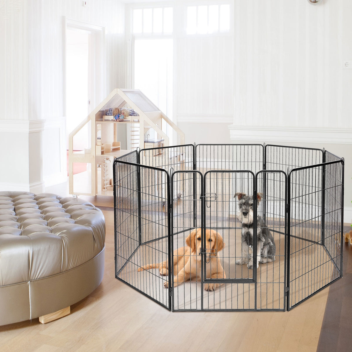 8 Metal Panel Heavy Duty Pet Playpen, 48 Inches, Black Pet Gate at Gallery Canada