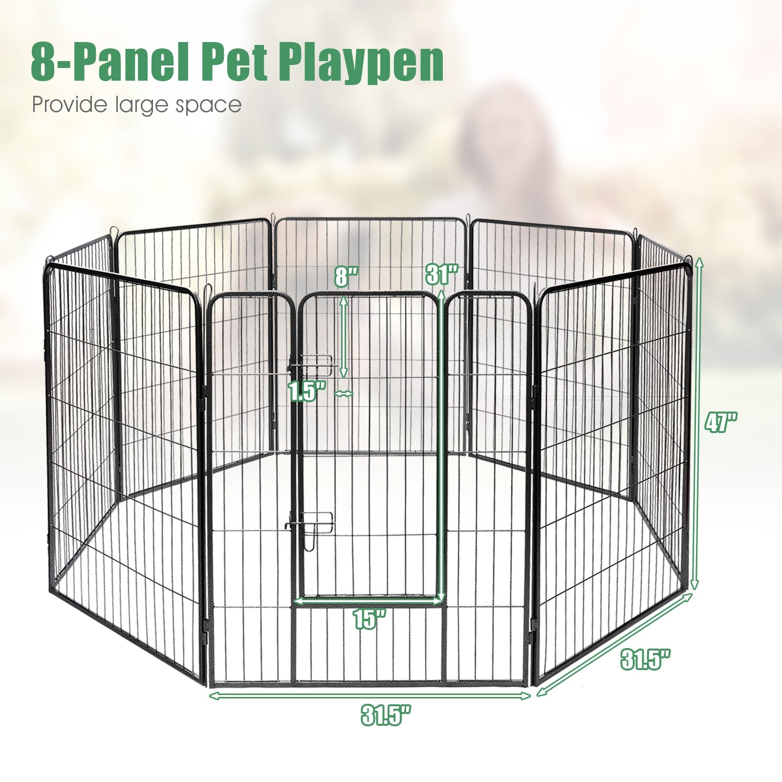 8 Metal Panel Heavy Duty Pet Playpen, 48 Inches, Black Pet Gate at Gallery Canada