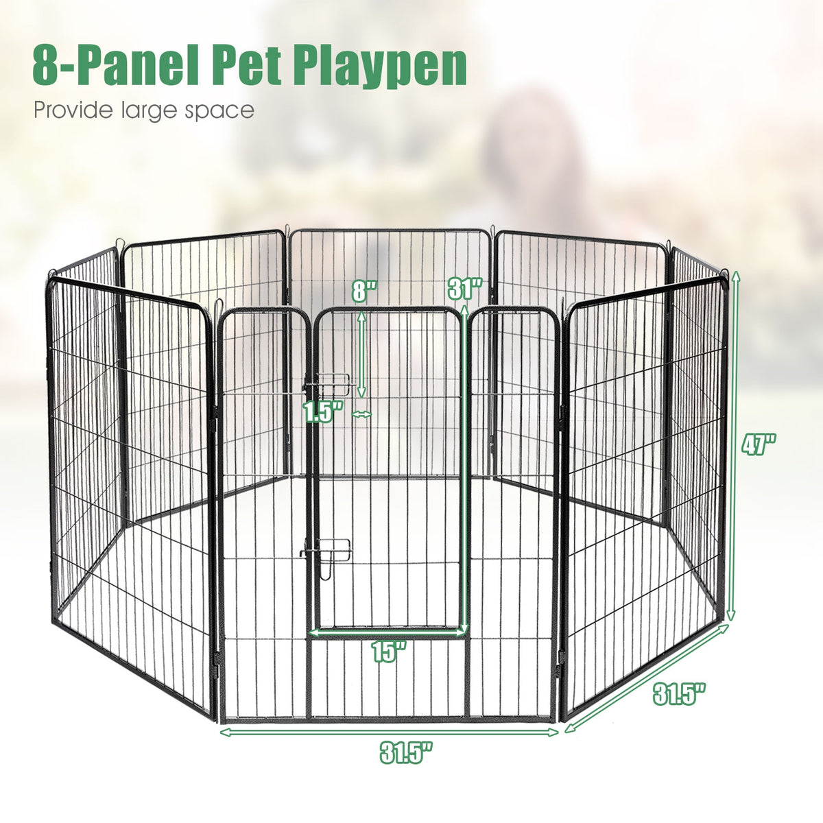8 Metal Panel Heavy Duty Pet Playpen, 48 Inches, Black Pet Gate at Gallery Canada