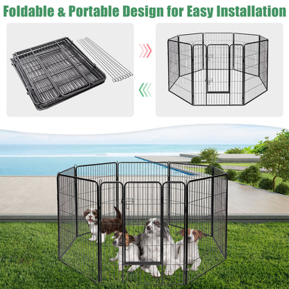8 Metal Panel Heavy Duty Pet Playpen, 48 Inches, Black Pet Gate at Gallery Canada