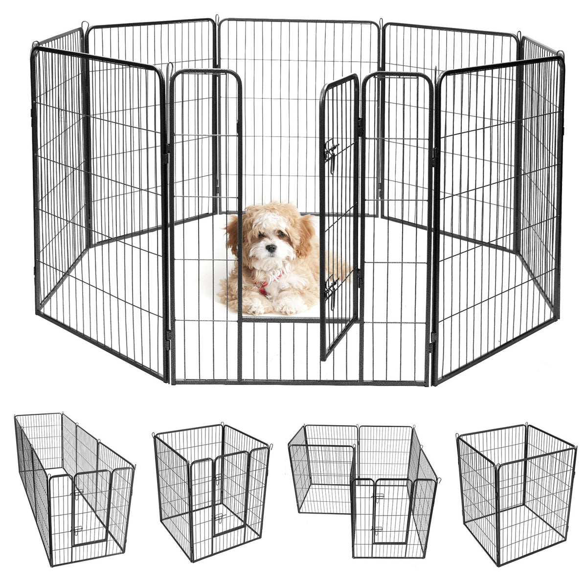 8 Metal Panel Heavy Duty Pet Playpen, 48 Inches, Black Pet Gate at Gallery Canada