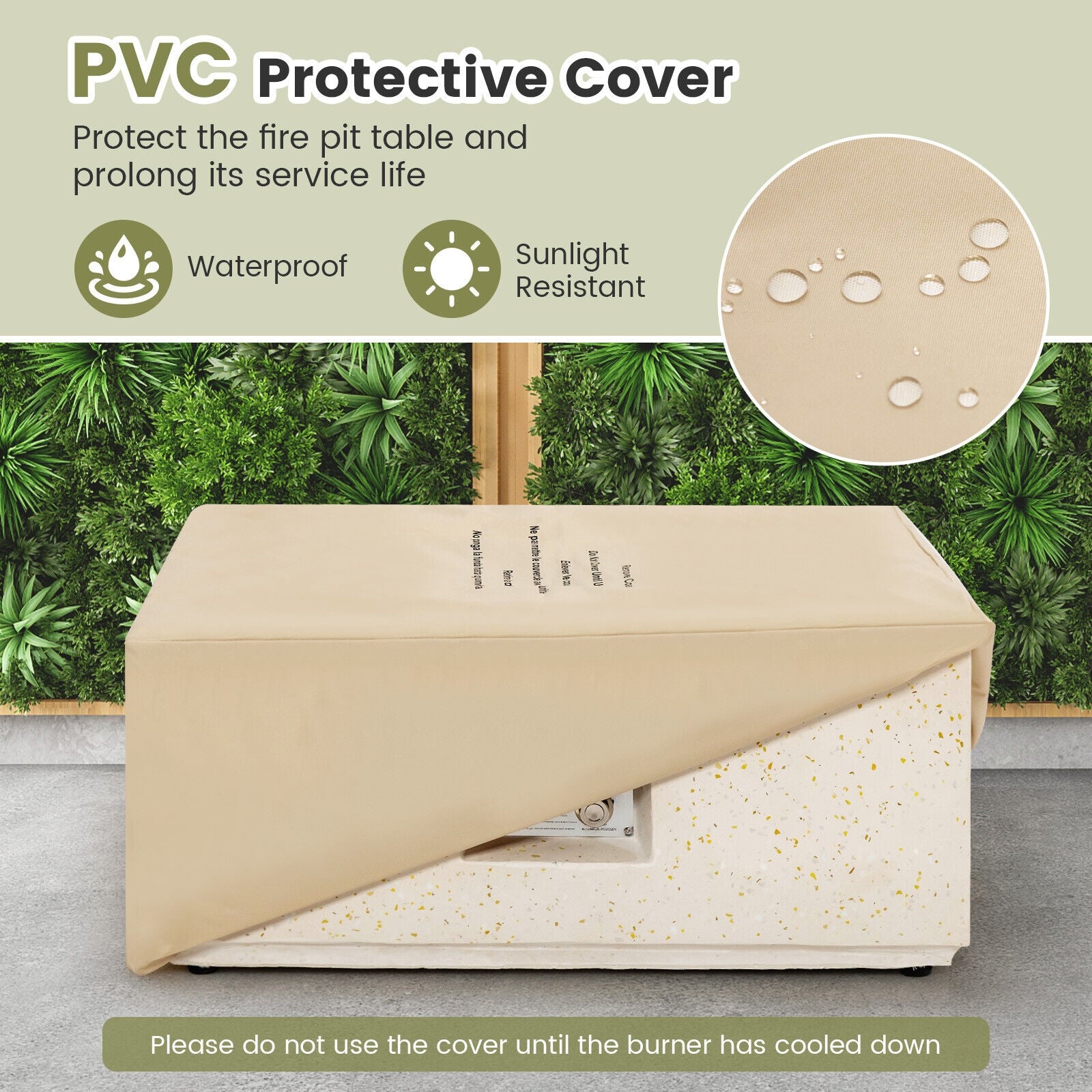 28 Inch 40000 BTU Square Propane Fire Pit, With PVC Cover, White Fire Pits at Gallery Canada