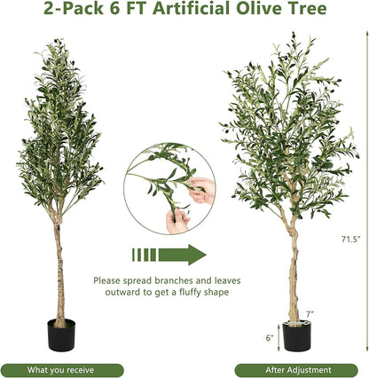 6 Feet Artificial Olive Tree, Cement Pot, Green Faux Plants at Gallery Canada
