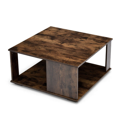 2 Tier Square Coffee Table With Storage, Rustic Brown Coffee Tables Rustic Brown at Gallery Canada
