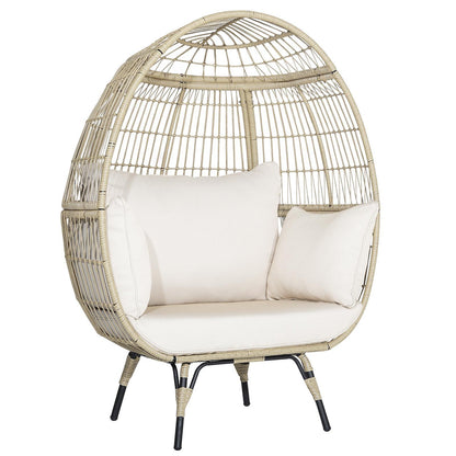 Oversized Rattan Egg Lounge Chair, 4 Cushions, Light Brown Outdoor Chaise Lounges Light Brown at Gallery Canada