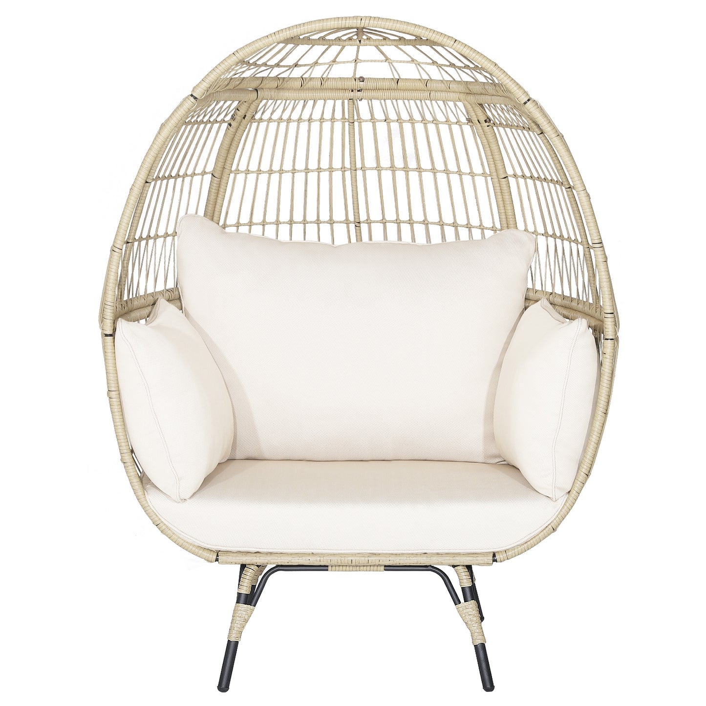 Oversized Rattan Egg Lounge Chair, 4 Cushions, Light Brown Outdoor Chaise Lounges at Gallery Canada