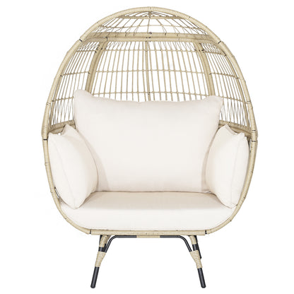 Oversized Rattan Egg Lounge Chair, 4 Cushions, Light Brown Outdoor Chaise Lounges at Gallery Canada