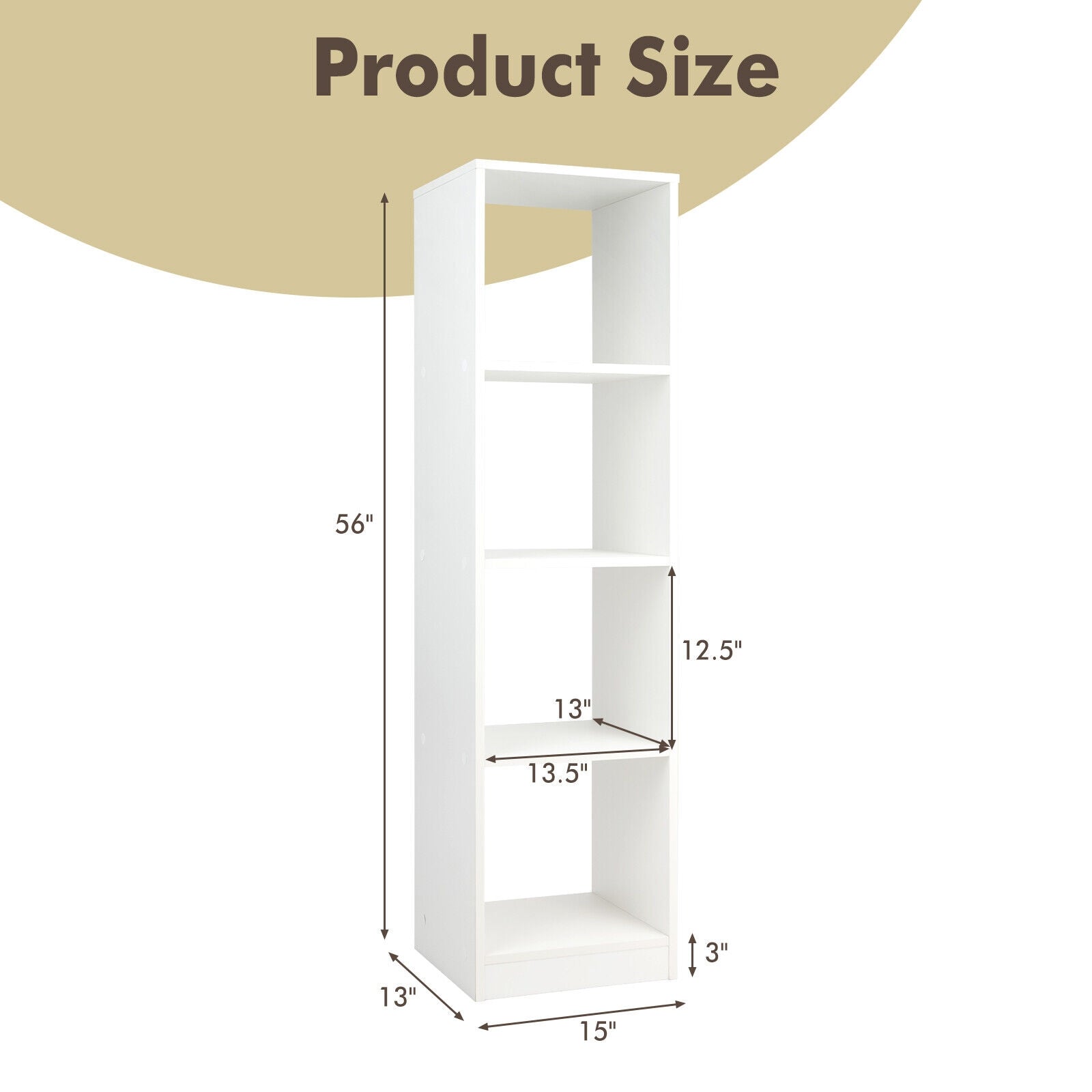 5 Tier 4 Cube Narrow Bookshelf, 4 Anti-Tipping Kits, White Bookcases at Gallery Canada