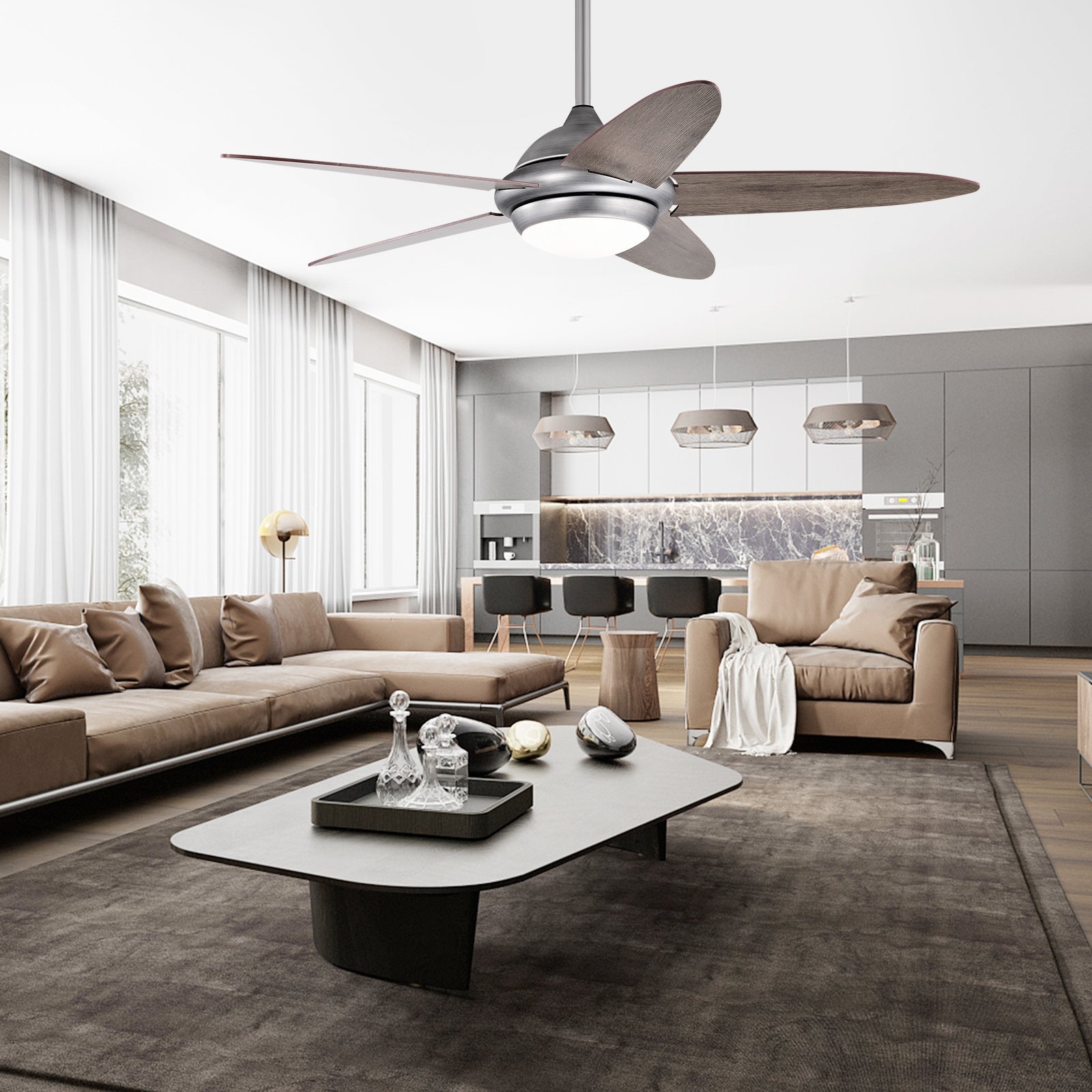 52 Inch Ceiling Fan With Lights, 3 Colors, Silver Ceiling Fans at Gallery Canada