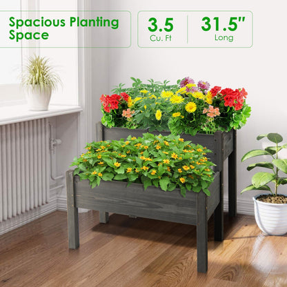 2 Tier Wooden Raised Garden Bed, Gray Raised Garden Beds at Gallery Canada