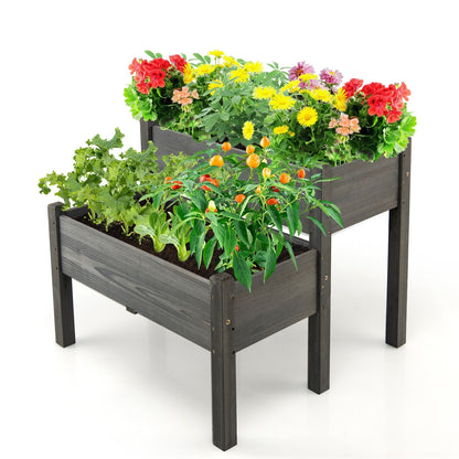 2 Tier Wooden Raised Garden Bed, Gray Raised Garden Beds Gray at Gallery Canada