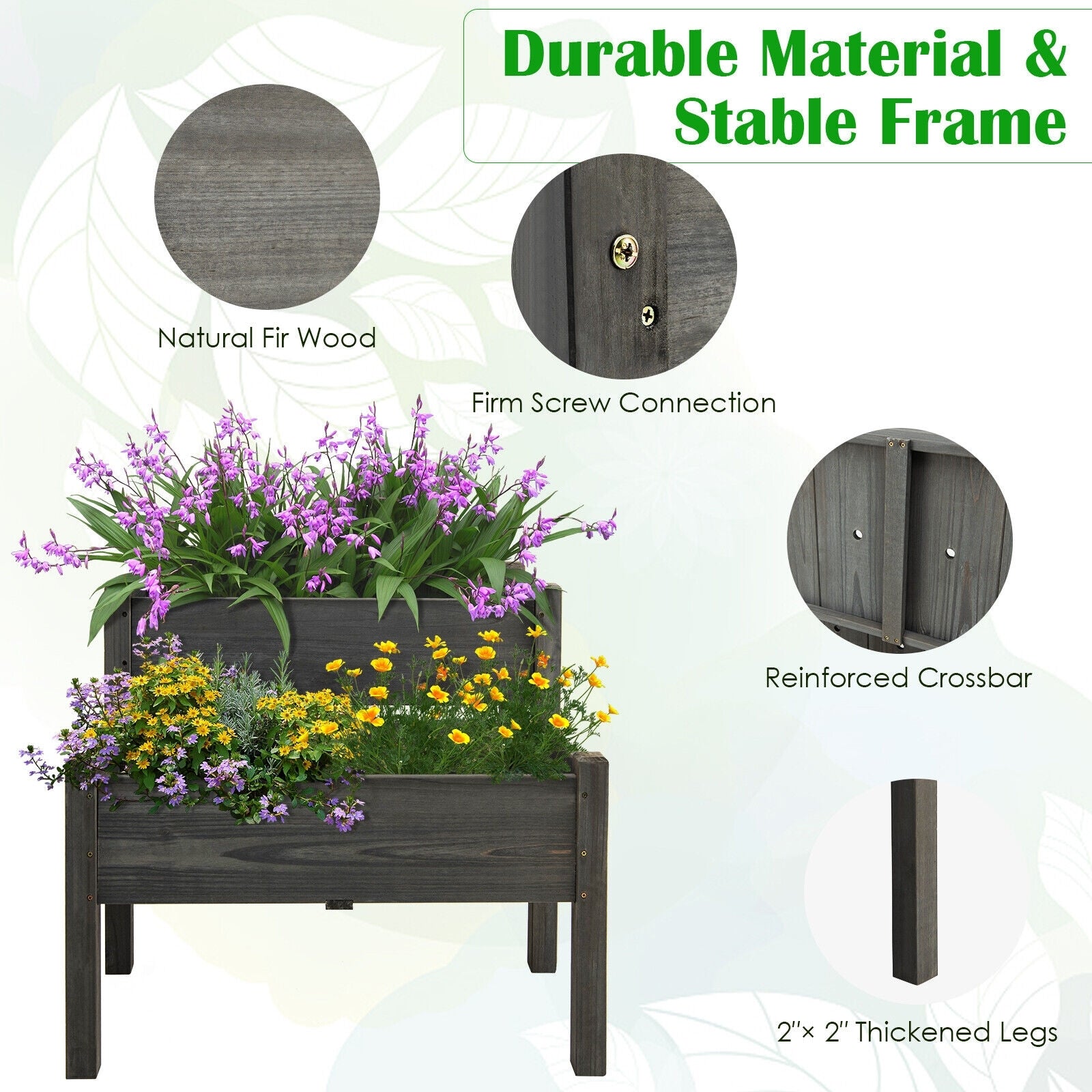 2 Tier Wooden Raised Garden Bed, Gray Raised Garden Beds at Gallery Canada