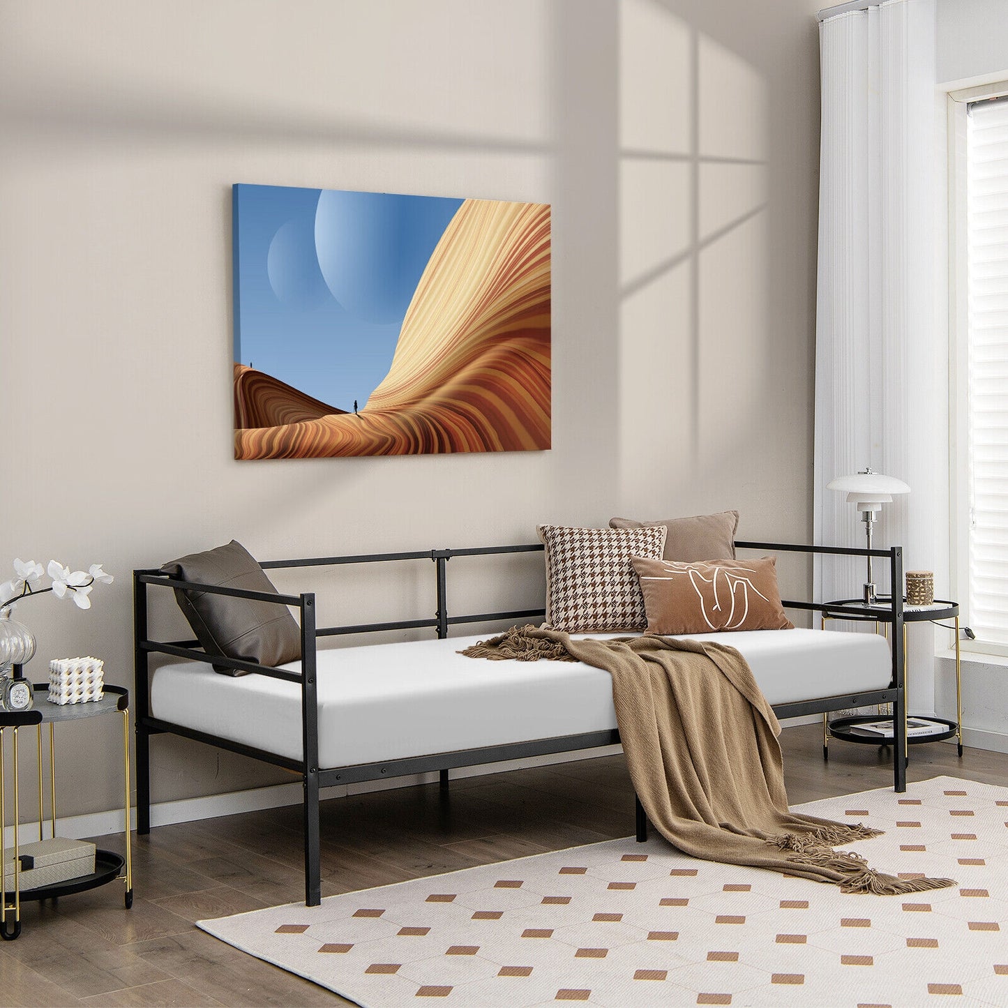 Twin Size Metal Daybed Frame, Black Trundle Bed Frame at Gallery Canada