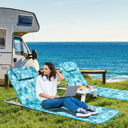 3 Piece Beach Lounge Chair Set, 2 Adjustable Chairs With Table, Green Beach & Lawn Chairs at Gallery Canada
