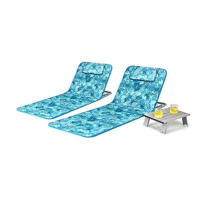 3 Piece Beach Lounge Chair Set, 2 Adjustable Chairs With Table, Green Beach & Lawn Chairs at Gallery Canada