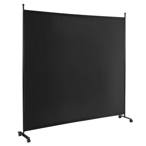6 Feet Single Panel Rolling Room Divider, Black