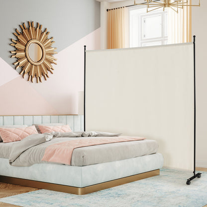 6 Feet Single Panel Rolling Room Divider, White Room Dividers at Gallery Canada