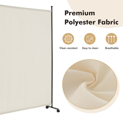 6 Feet Single Panel Rolling Room Divider, White Room Dividers at Gallery Canada