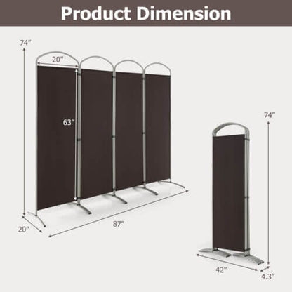 6.2Ft Folding 4-Panel Room Divider, Brown Room Dividers at Gallery Canada