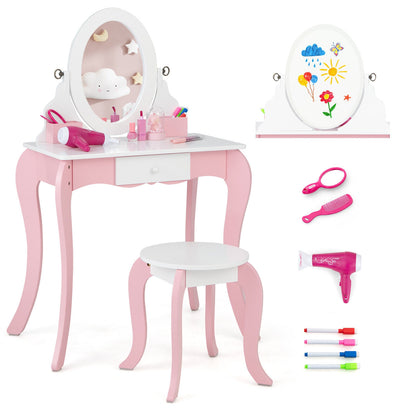 Kids Vanity Set With Rotatable Mirror, Pink Kids Vanities at Gallery Canada