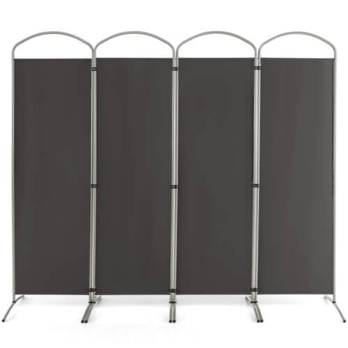 6.2Ft Folding 4-Panel Room Divider, Gray