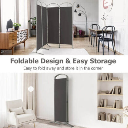 6.2Ft Folding 4-Panel Room Divider, Gray Room Dividers at Gallery Canada