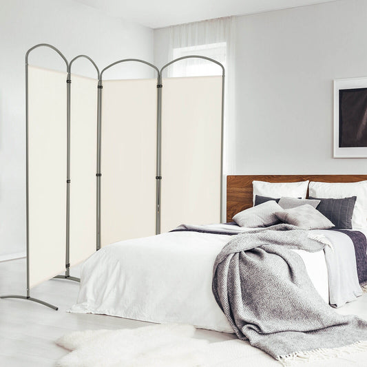 6.2Ft Folding 4-Panel Room Divider, White Room Dividers White at Gallery Canada