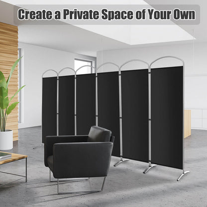 6-Panel Freestanding Folding Privacy Screen, Black Room Dividers at Gallery Canada