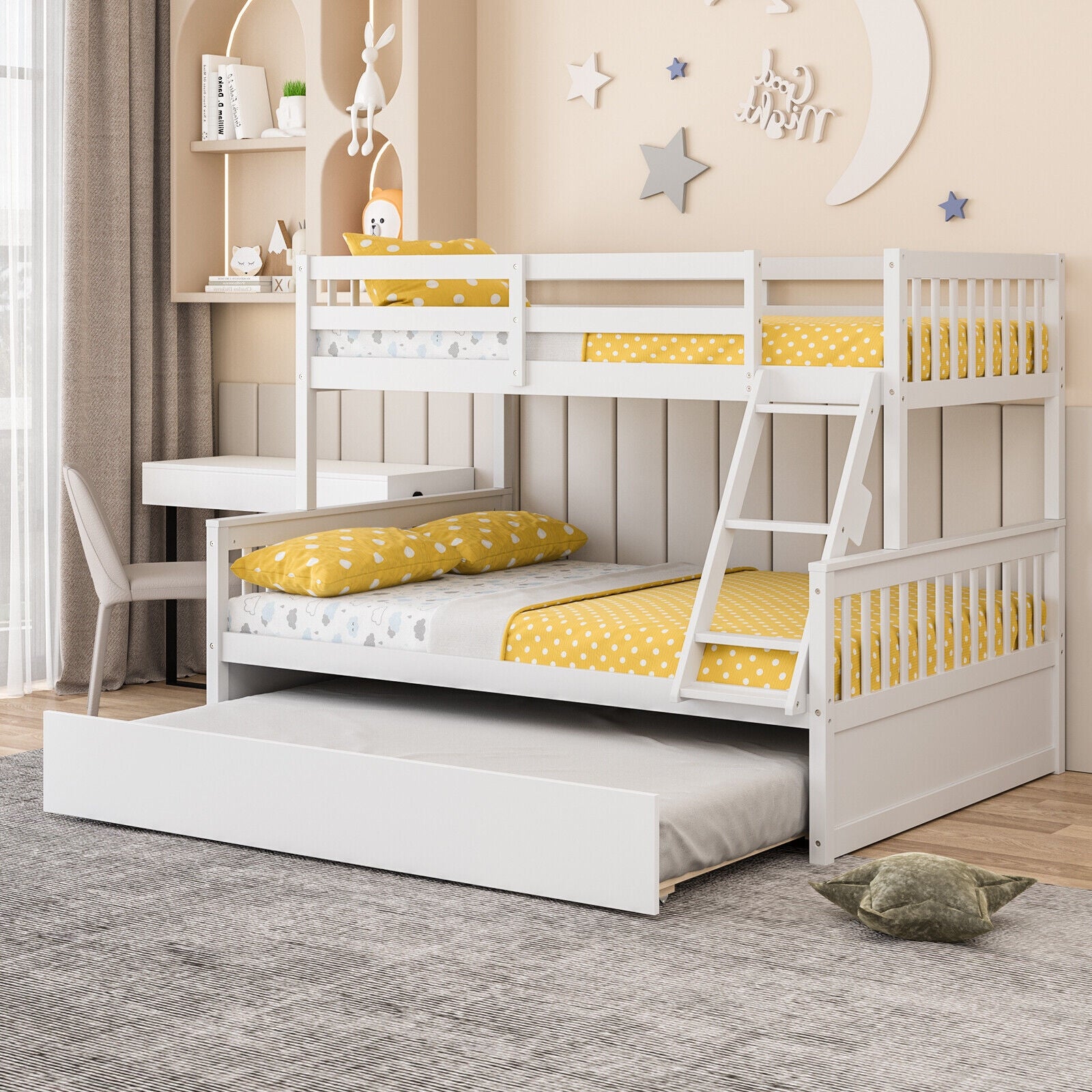 Twin Over Full Bunk Bed With Trundle, White Bunk Bed Frame at Gallery Canada