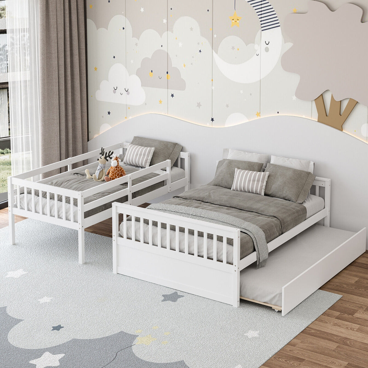 Twin Over Full Bunk Bed With Trundle, White Bunk Bed Frame at Gallery Canada