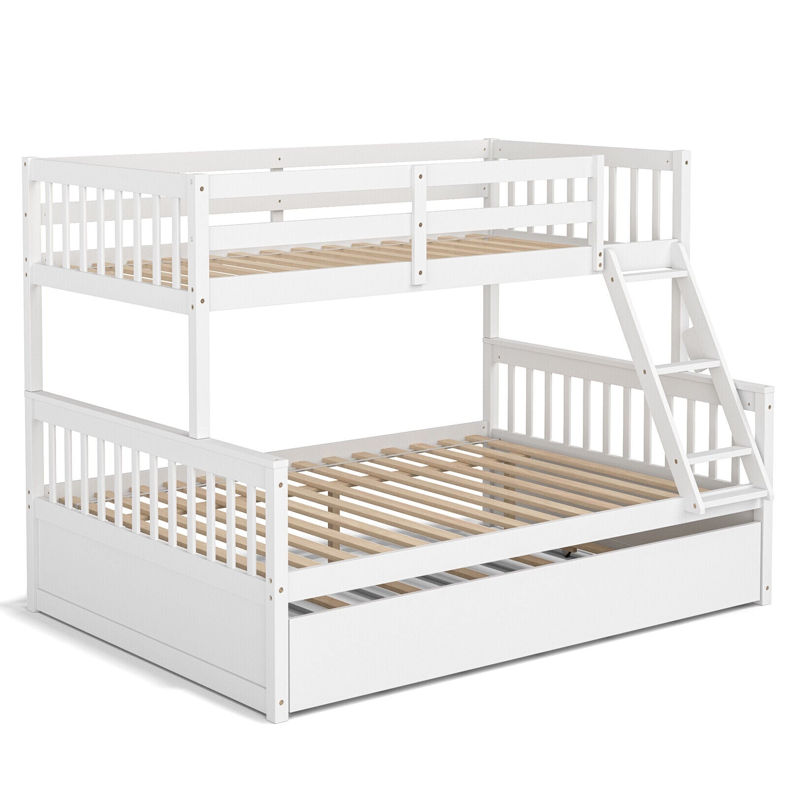 Twin Over Full Bunk Bed With Trundle, White Bunk Bed Frame White at Gallery Canada