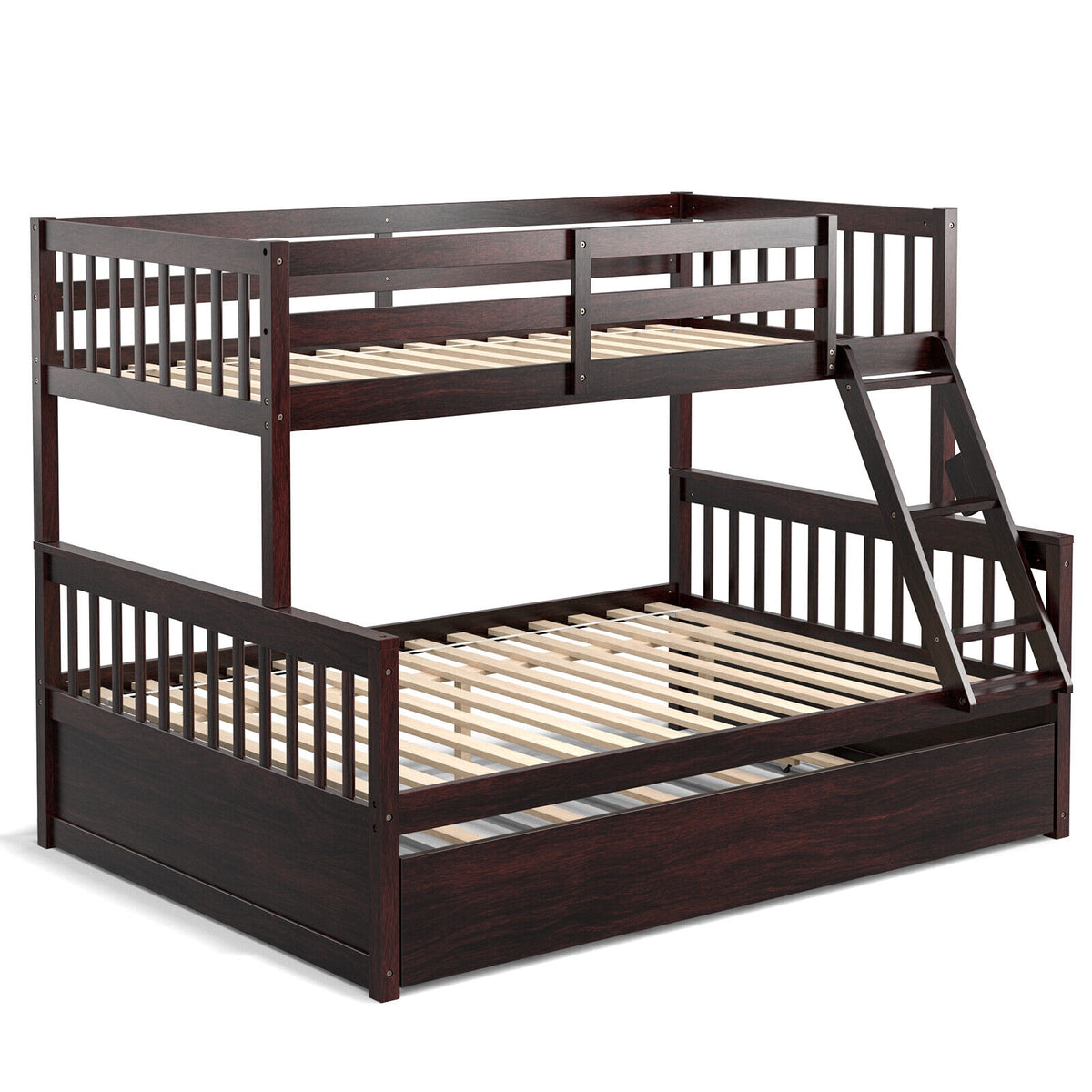 Twin Over Full Convertible Bunk Bed With Trundle, Espresso Bunk Bed Frame Espresso at Gallery Canada