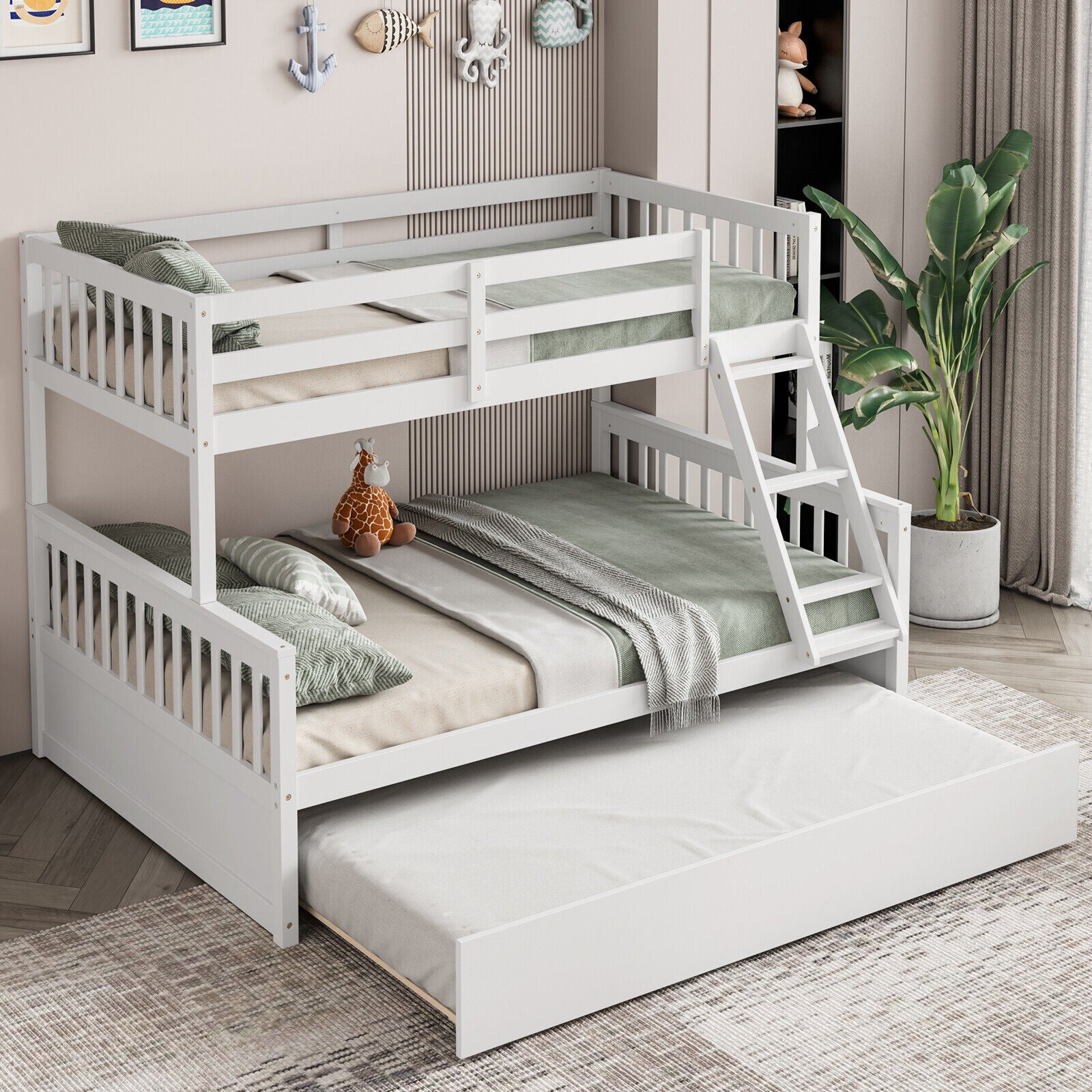 Twin Over Full Bunk Bed With Trundle, White Bunk Bed Frame at Gallery Canada