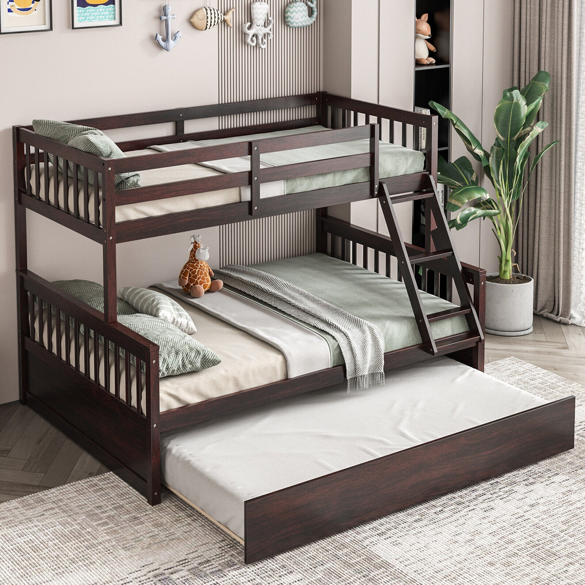 Twin Over Full Convertible Bunk Bed With Trundle, Espresso Bunk Bed Frame at Gallery Canada